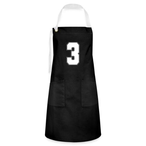 White Number 3 – Varsity Font - Artisan Apron