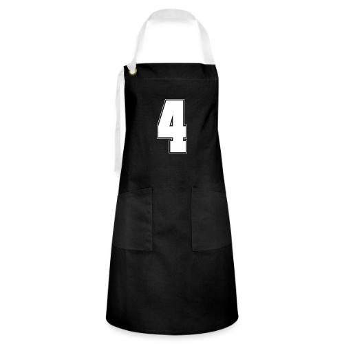 White Number 4 – Varsity Font - Artisan Apron
