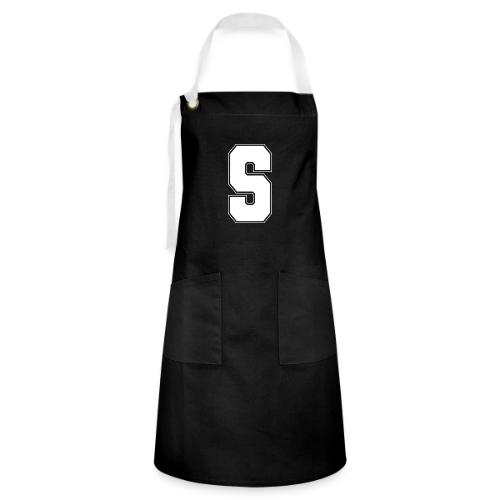 White Letter S – Varsity Alphabet Monogram - Artisan Apron