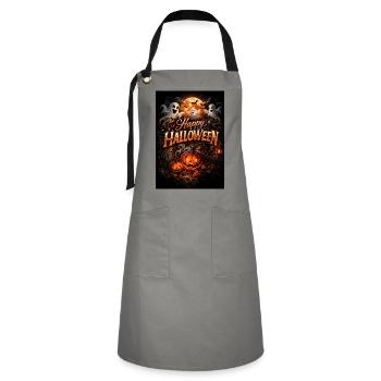 Halloween Pumpkin ghost  - Artisan Apron - gray/black - Front