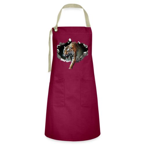 Fashion Design Tiger Coming Out, Wild Feline Tiger - Artisan Apron