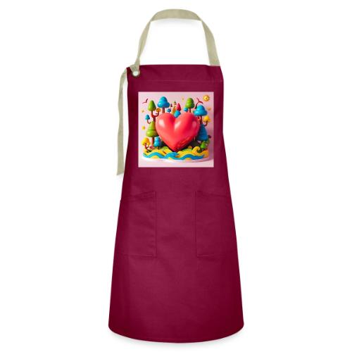 Big red heart, surrounded by landscape, nature - Artisan Apron