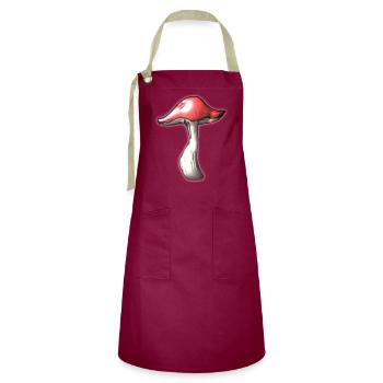 Cozy Red Mushroom - Artisan Apron - burgundy/khaki - Front