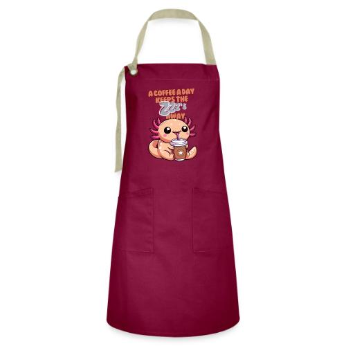 Coffee Drinking Cute Baby Axolotl - Artisan Apron