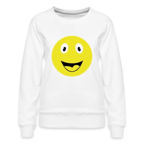 Yellow Happy Face Print - Women's Premium Slim Fit Sweatshirt