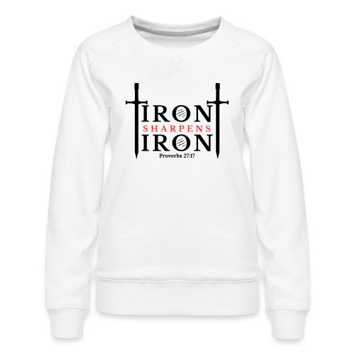 Iron Sharpens Iron - Proverbs 27:17 (Black & Red) - Women's Premium Slim Fit Sweatshirt