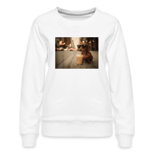 Funny Dachshund Iced Coffee Lover Tee - Women's Premium Slim Fit Sweatshirt