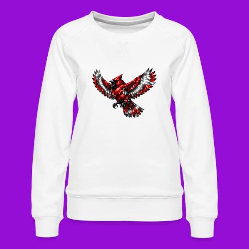 Silver Cardinal in Flight - Women's Premium Slim Fit Sweatshirt
