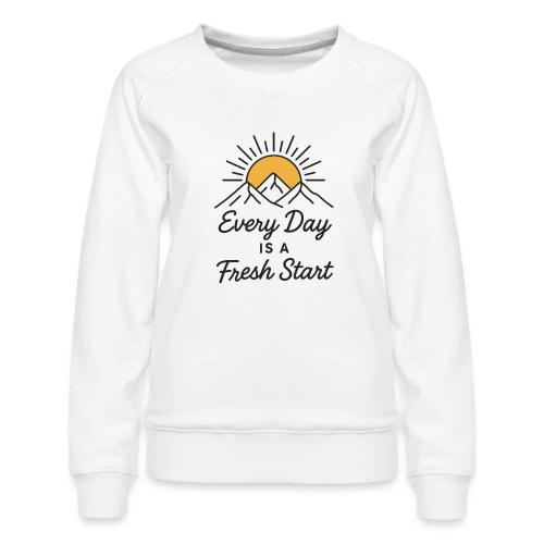 Inspirational Mountain Sunrise Motif - Women's Premium Slim Fit Sweatshirt