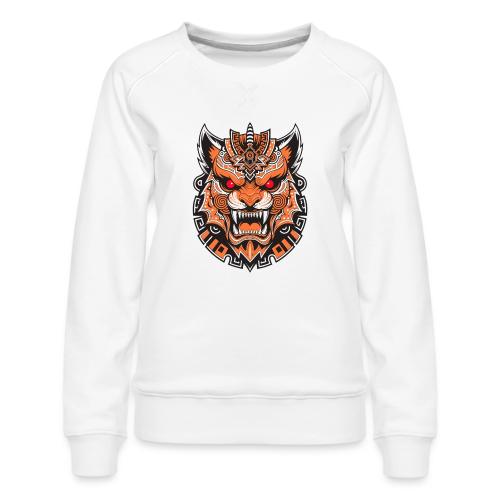 Tribal Demon Wolf Mask - Women's Premium Slim Fit Sweatshirt