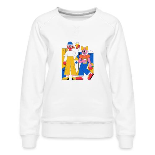 Bold Geometric Duo Pop Art - Women's Premium Slim Fit Sweatshirt