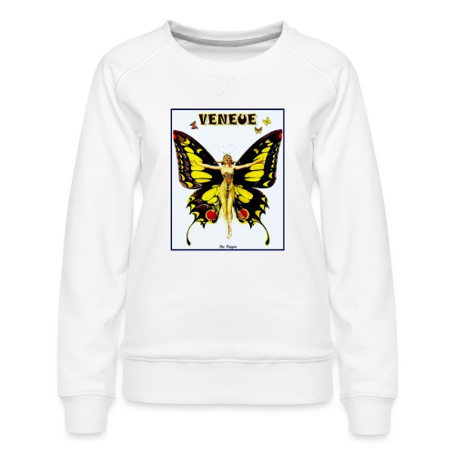 Veneue Vintage Butterfly Beautiful Flapper Print - Women's Premium Slim Fit Sweatshirt