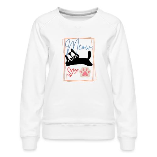 Meow Cat Paw Cute Kitty Lover Design - Women's Premium Slim Fit Sweatshirt