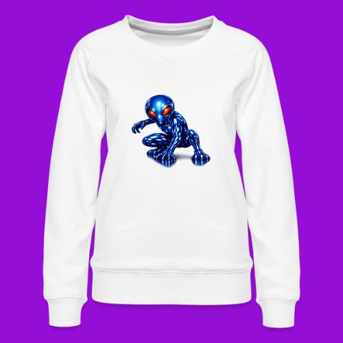 Blue Alien Crouch - Women's Premium Slim Fit Sweatshirt