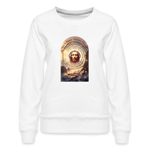 Easter He Is Risen Sacred Face T Shirt, wife Gift - Women's Premium Slim Fit Sweatshirt