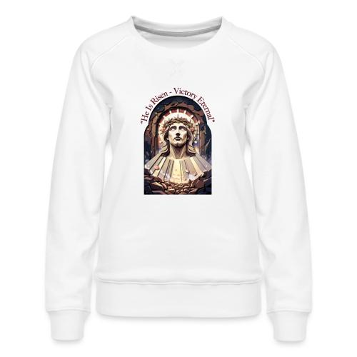 Easter He Is Risen Face of Christ T Shirt, Gift - Women's Premium Slim Fit Sweatshirt