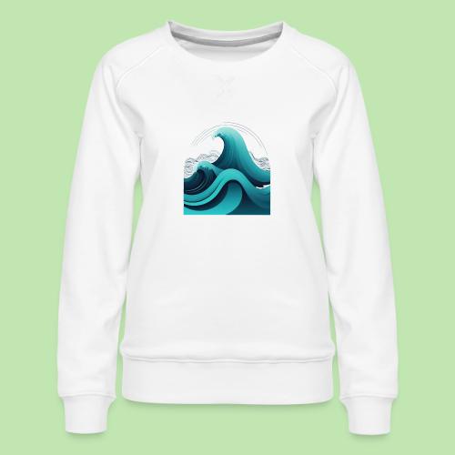 Dynamic Ocean Wave Illustration - Women's Premium Slim Fit Sweatshirt