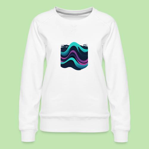 Abstract Wavy Ocean Pattern - Women's Premium Slim Fit Sweatshirt