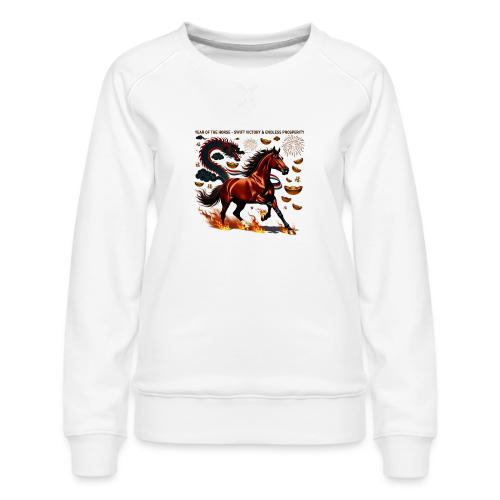 Year of the Horse Victory T Shirt, Lunar New Year - Women's Premium Slim Fit Sweatshirt