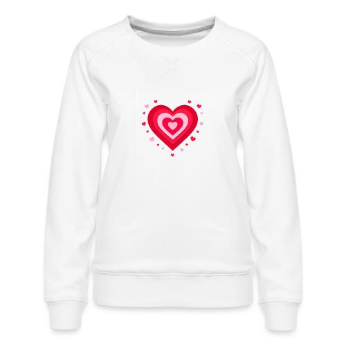 Layered Red & Pink Heart – Cute Valentine Love - Women's Premium Slim Fit Sweatshirt