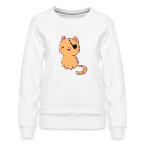 Cat with 3D glasses doing Vision Therapy! - Women's Premium Slim Fit Sweatshirt