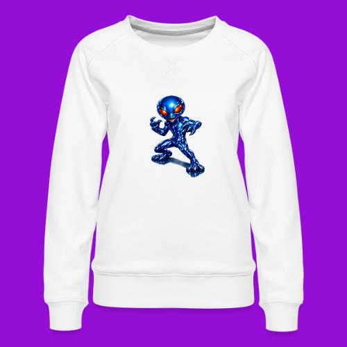 Angry Blue Alien - Women's Premium Slim Fit Sweatshirt