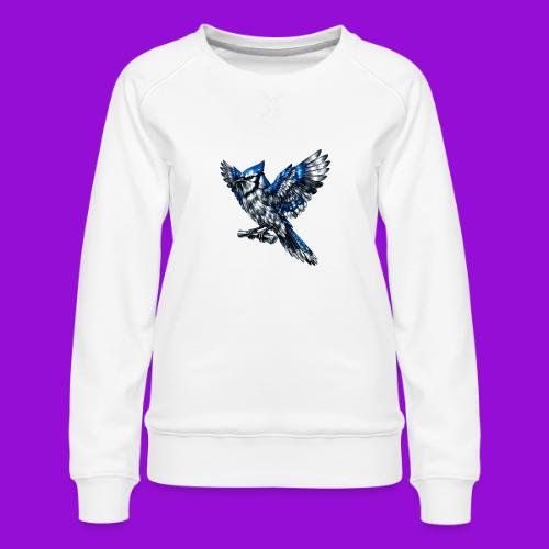 Silver Blue Jay Open Wing Perch - Women's Premium Slim Fit Sweatshirt