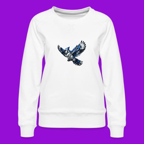 Silver Blue Jay in Flight - Women's Premium Slim Fit Sweatshirt