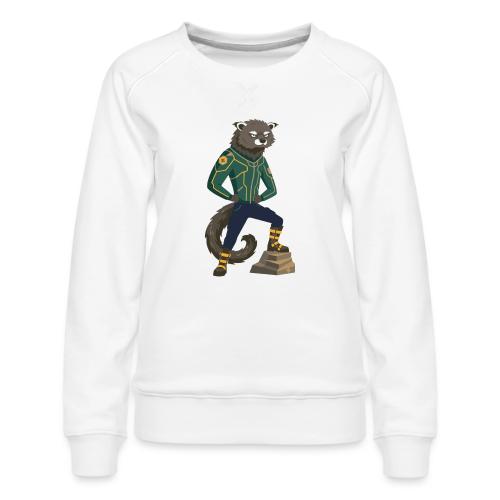 Raccoon Ranger in Neon Armor - Women's Premium Slim Fit Sweatshirt