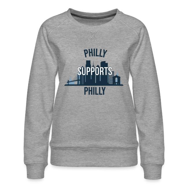 Philly Supports Philly skyline blue transparentbg