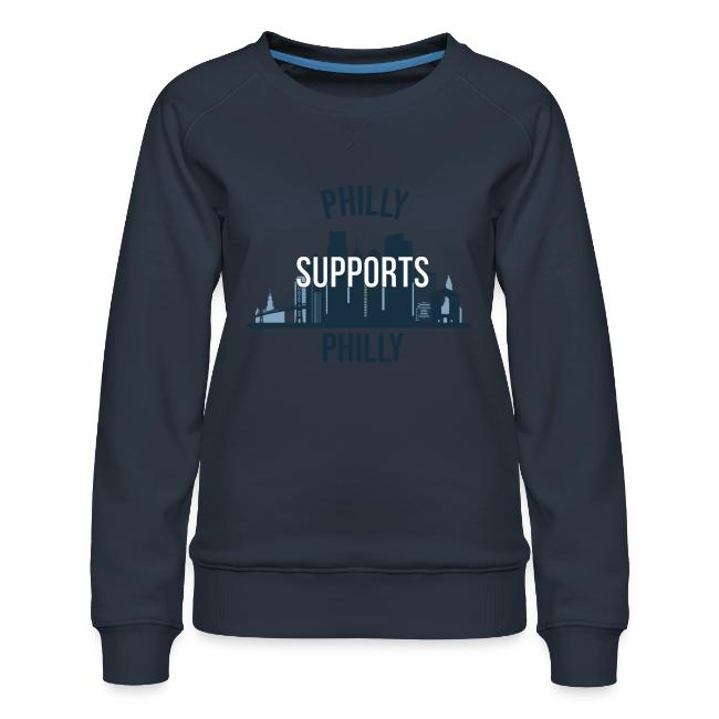 Philly Supports Philly skyline blue transparentbg