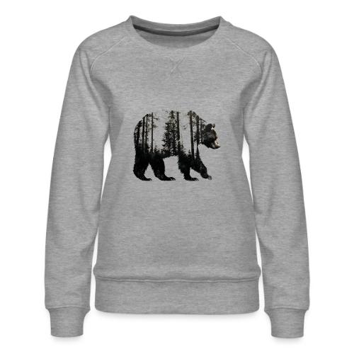 Evergreen Bear Silhouette - Women's Premium Slim Fit Sweatshirt