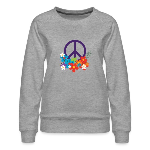 Hippie Peace Design With Flowers - Women's Premium Slim Fit Sweatshirt