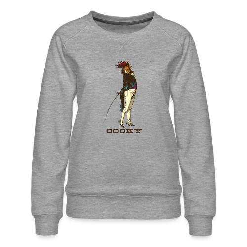 Cocky the Vintage Rooster Chicken - color - Women's Premium Slim Fit Sweatshirt