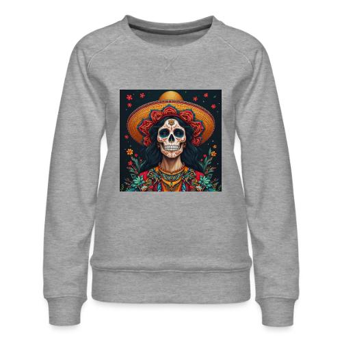 Charra Skull Art | Traditional Mexican Design - Women's Premium Slim Fit Sweatshirt
