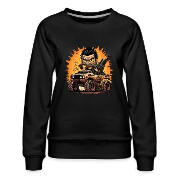 Crazy post apocalyptic boy - Women's Premium Slim Fit Sweatshirt - black - Front - Selfina (174cm)