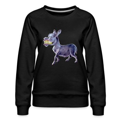 Funny Keep Smiling Donkey - Women's Premium Slim Fit Sweatshirt