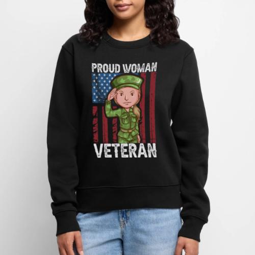 Proud Woman Veteran - Women's Premium Slim Fit Sweatshirt