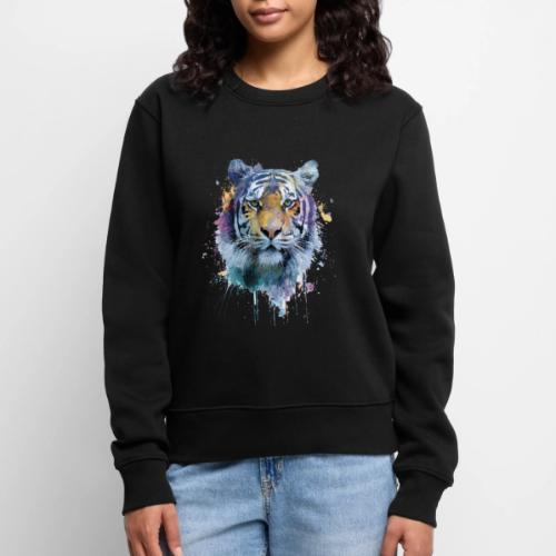 Splash-Art Tiger Face - Women's Premium Slim Fit Sweatshirt
