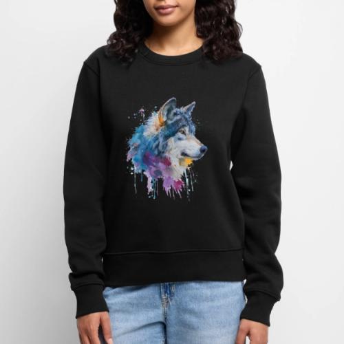 Splash-Art Wolf Head - Women's Premium Slim Fit Sweatshirt