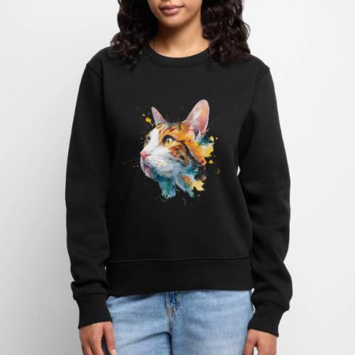 Cat: Feline Ink Burst - Women's Premium Slim Fit Sweatshirt