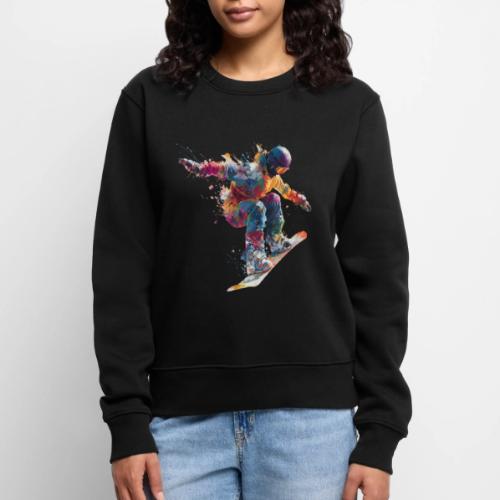 Snowboarding: Frozen Flight - Women's Premium Slim Fit Sweatshirt