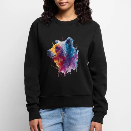 Watercolor Bear Portrait - Women's Premium Slim Fit Sweatshirt