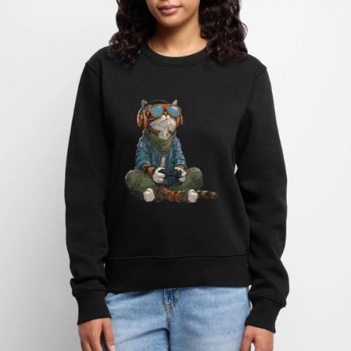 Cat: Purrfect Player - Women's Premium Slim Fit Sweatshirt