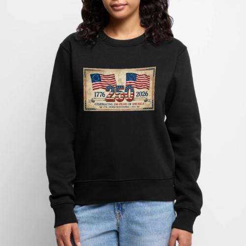 USA 250th Anniversary Flags Emblem - Women's Premium Slim Fit Sweatshirt
