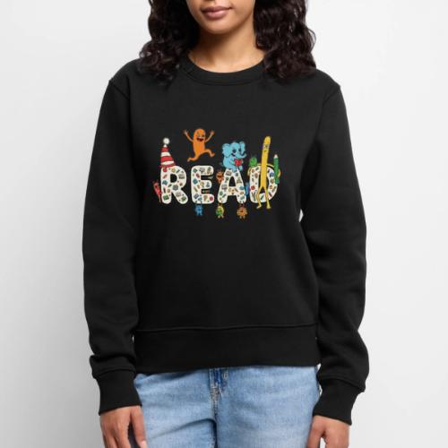 Whimsical READ Kids Cartoon - Women's Premium Slim Fit Sweatshirt