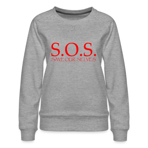 sos no emotion red - Women's Premium Slim Fit Sweatshirt