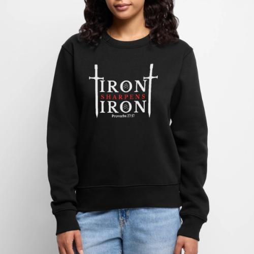 Iron Sharpens Iron - Proverbs 27:17 (White & Red) - Women's Premium Slim Fit Sweatshirt