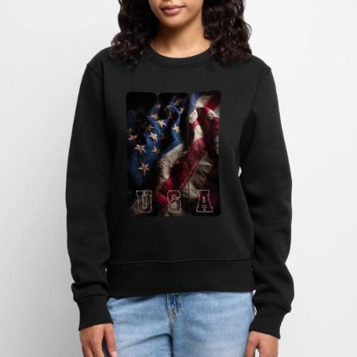 USA: Worn Stars and Stripes - Women's Premium Slim Fit Sweatshirt