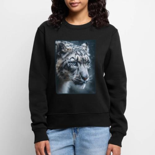 Snow Leopard Blue Eyes Design - Women's Premium Slim Fit Sweatshirt